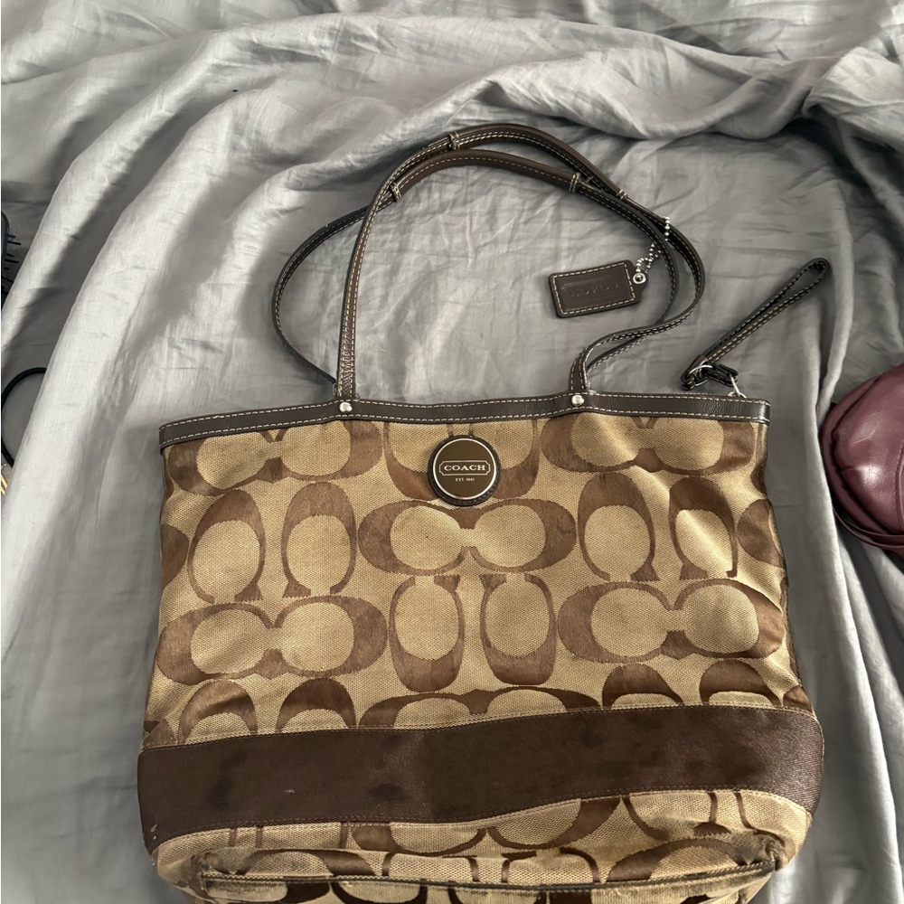 Coach Tan and Brown Signature Tote